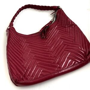 Cole Haan Fuchsia Hobo Bag patent leather chevron pattern